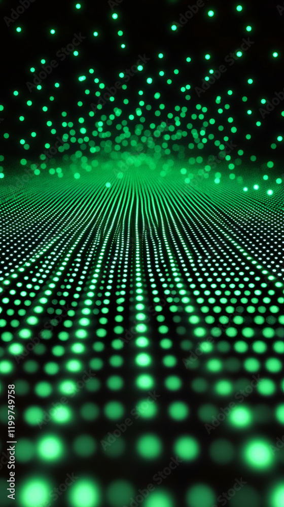 Aufkleber Abstract digital background with green particles flowing and exploding over a textured surface