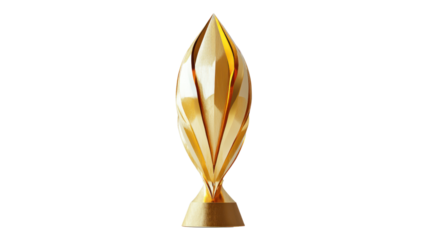Golden trophy on a white isolated background, symbolizing victory and achievement in sports or competition.