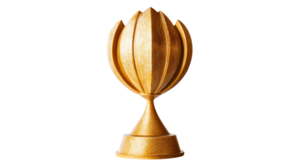 A golden trophy on a white isolated background, representing achievement and success in various competitions and events.