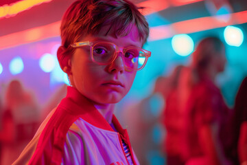 Cute kid on stage ready for performance on stage generative ai image