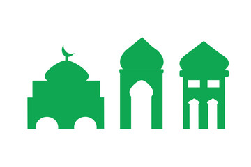 Ramadan and Islamic mosque vector icons are green