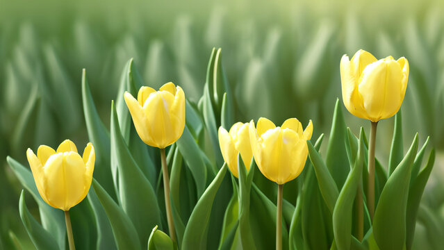 yellow tulips in the field