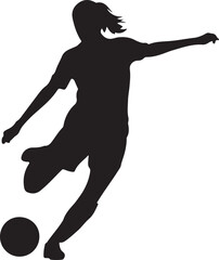 Soccer women silhouette girl player vector image