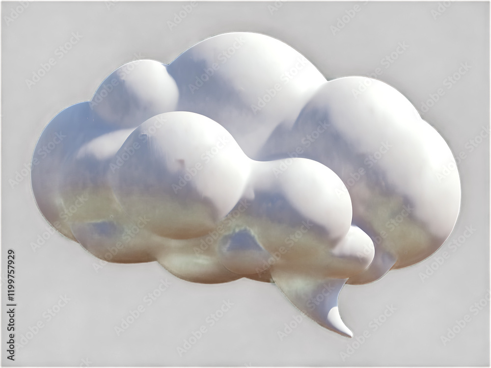 Wall mural 3d render of a cloud in shape of the speech bubble cut out with no background