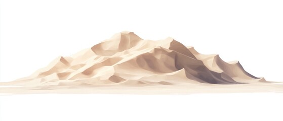 Stylized sand dune landscape isolated on white background.