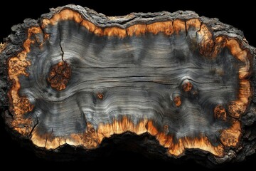 Obraz premium Dark Burnt Wood Cross Section Texture Background