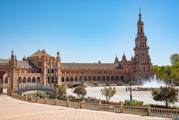 Fototapeta premium Plaza de Espana Seville Spa View inside the South tower of the main building. Spain Sevilla,