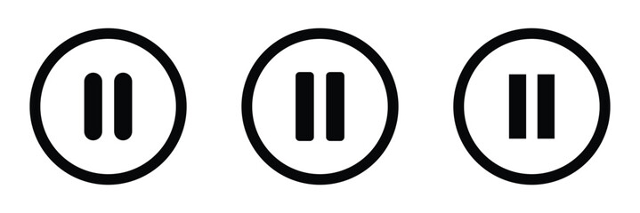 Pause button icon. Pause symbol. Pause icon in line art style. Pause icon illustration.