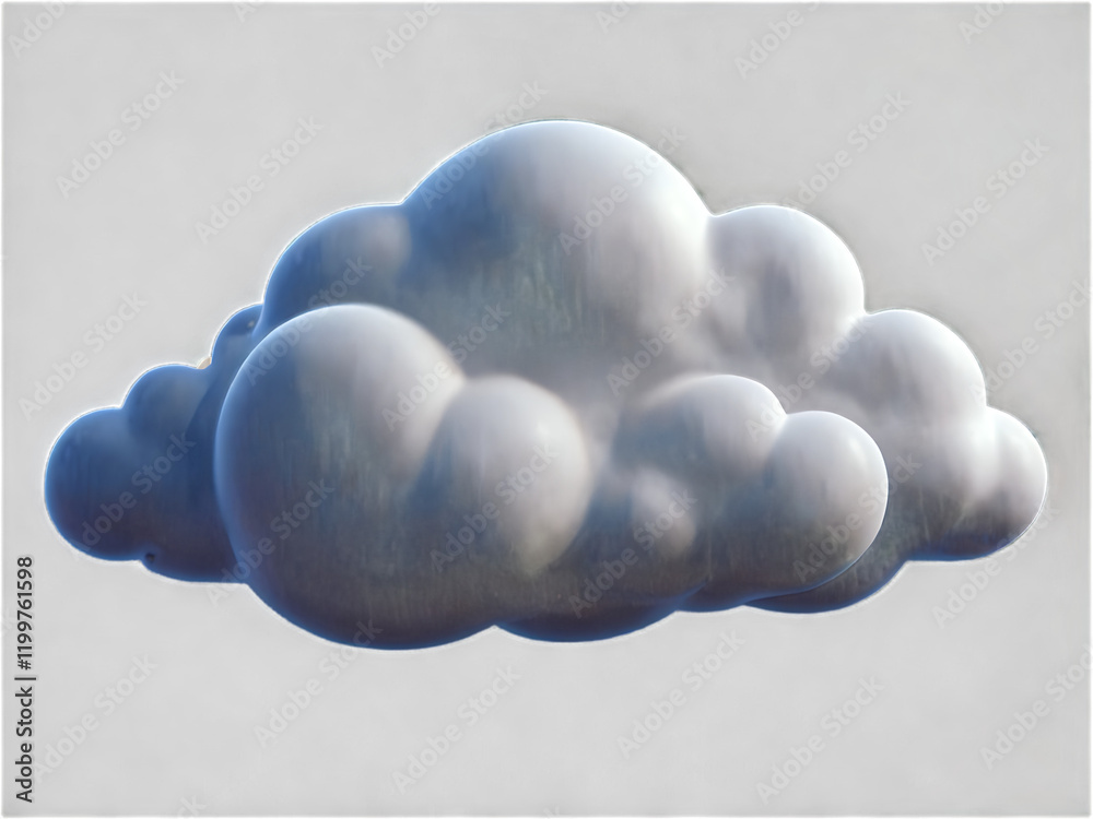 Wall mural 3d render of a cloud in shape of the speech bubble cut out with no background