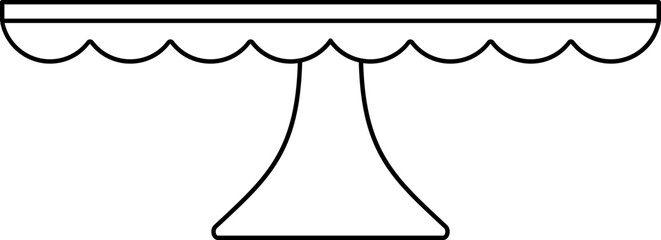 Cake Stand flat icon outline.
Empty tray for fruit and desserts outline.
Transparent background.
