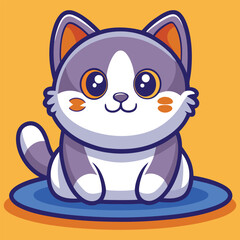 Cute Cat With Love Sign Hand Cartoon Illustration
