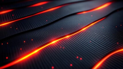 Modern Dark striped carbon fiber with red luminous lines and highlights background