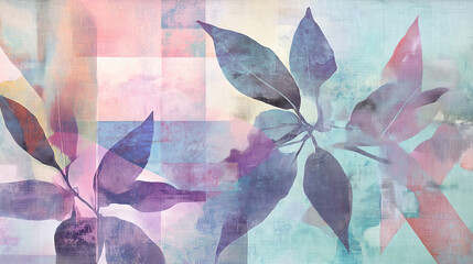 Blue-purple leaves flowers, fabric pattern background