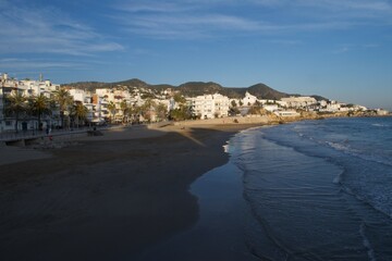 Sunset beach Sitges Barcelona Spain
