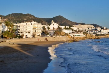 Sunset beach Sitges Barcelona Spain