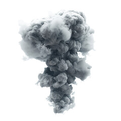 Fototapeta premium Abstract grey ink explosion isolated on transparent background swirling smoke cloud design element for graphic design projects