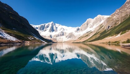 Fototapeta premium Stunning Mountain Lake Reflection Landscape Photography