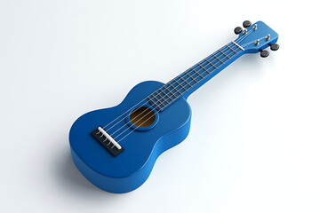 3D realistic blue ukulele isolated on a white background