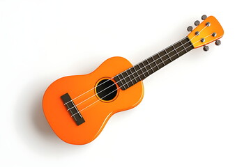 Naklejka premium 3D realistic orange ukulele isolated on a white background