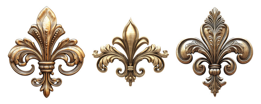 Decorative Fleur De Lis Design Elements on Transparent Background