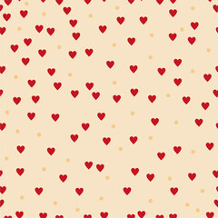 Seamless pattern with hearts and confetti valentine vector illustration romantic print endless background for paper, textile, pack etc 
