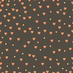 Seamless pattern with hearts and confetti valentine vector illustration romantic print endless background for paper, textile, pack etc 