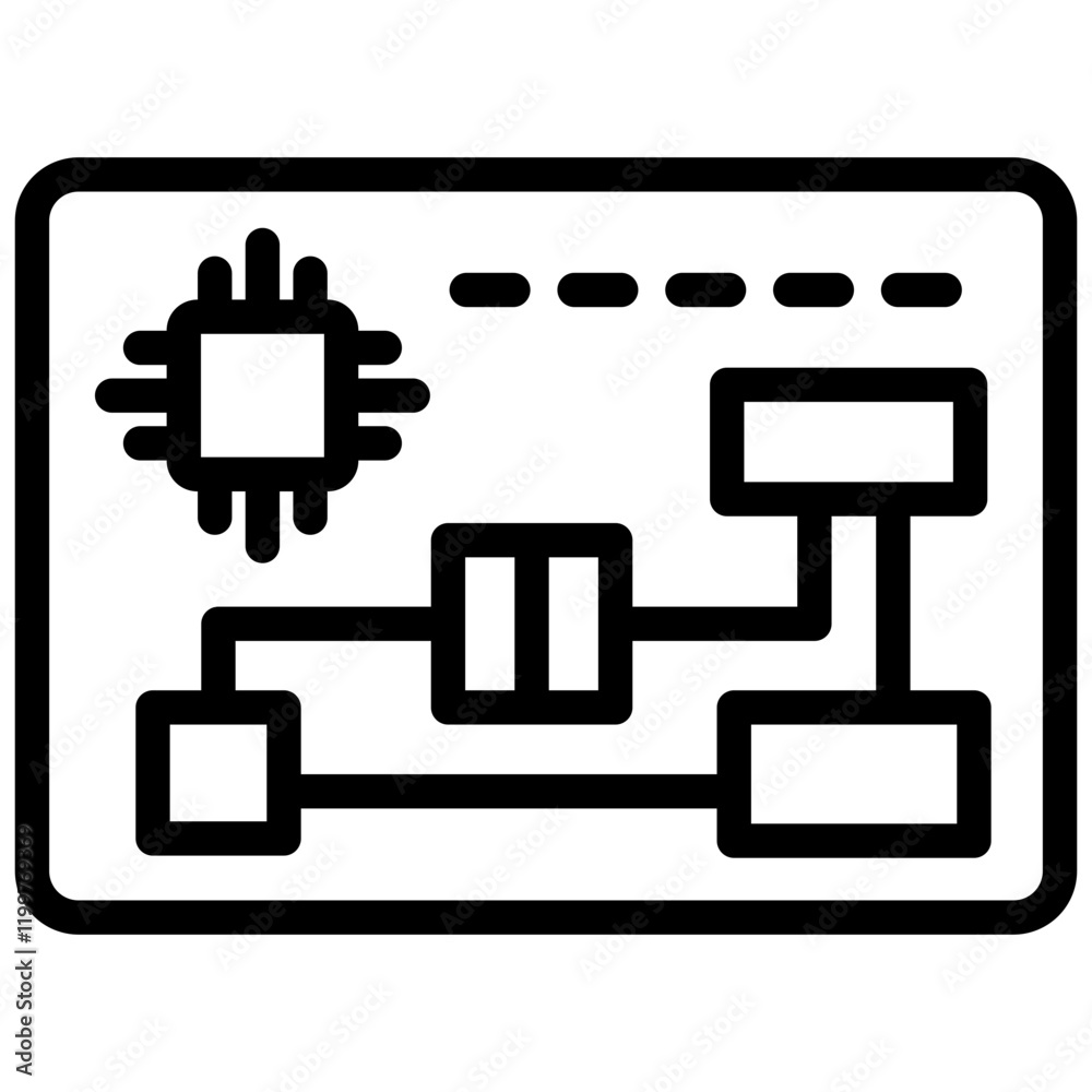 Poster electronics circuit outline icon