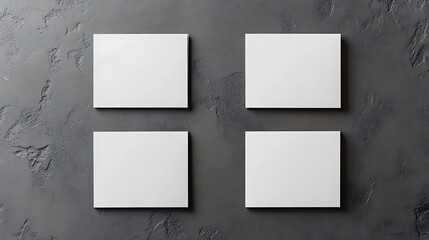 Four Blank White Cards on a Dark Gray Textured Background