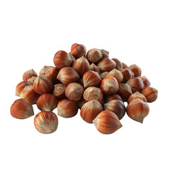 Obraz premium A pile of hazelnuts in shell brown nuts healthy snack food ingredient autumn harvest delicious tasty natural organic vegetarian vegan