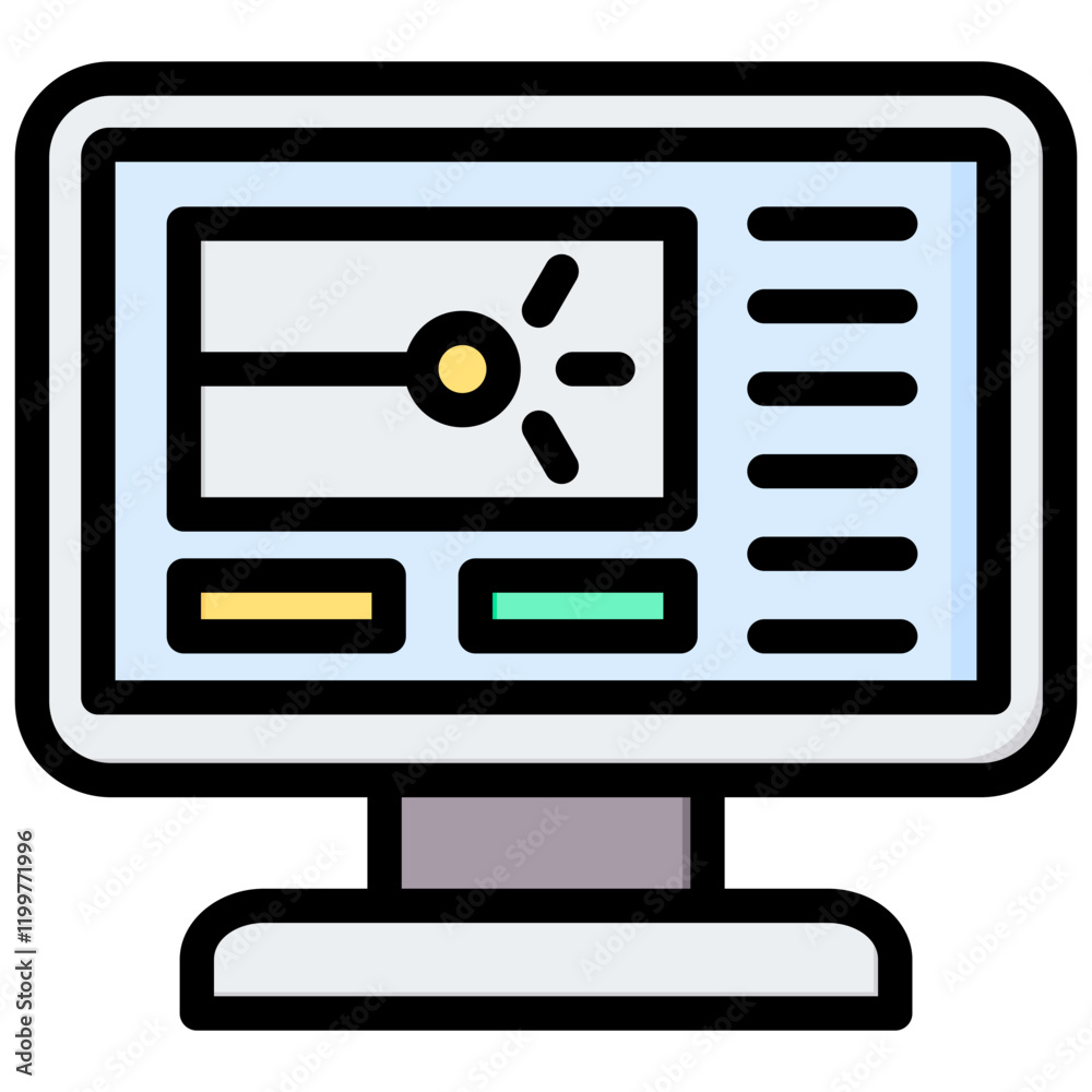 Poster laser software outline color icon