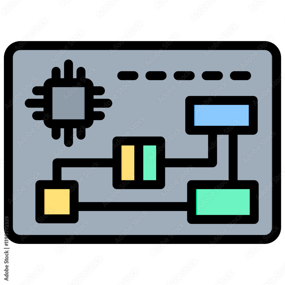 Aufkleber electronics circuit outline color icon