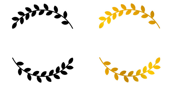 Black and gold leaves round frames