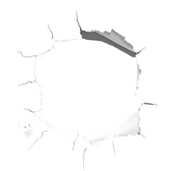 Naklejka premium Hole in white paper with torn edges revealing a transparent background ideal for design projects and mockups