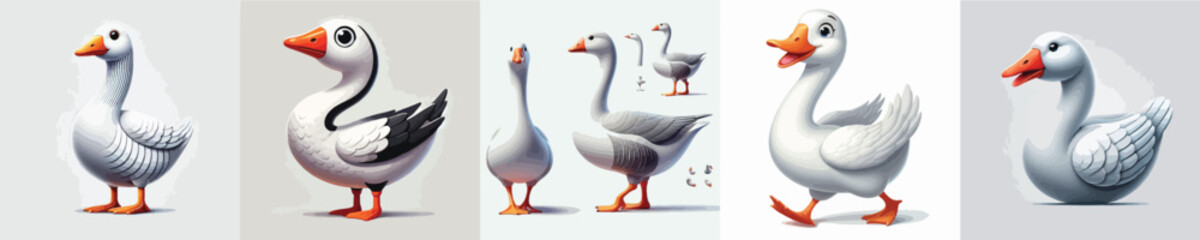 vector set of adorable swans