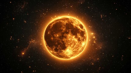 Fiery Orange Celestial Body Amidst Distant Stars