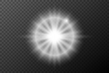 Light effect isolated flare, tire explosion, dust line, solar flare, star spark, sunlight, vector background	
