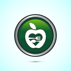 Healthy eating icon design illustration. Healthy food sign symbol. Green color round button design