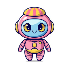 robot with robotics cartoon mascot logo.
