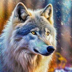 Obraz premium Arctic wolves with their characteristic white fur inhabit the remote and frigid regions of the Arctic A copy space image of these majestic animals captures their striking beauty and resilience 