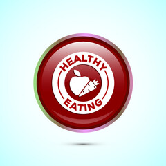 Healthy eating icon design illustration. Healthy food sign symbol. Red color round button design