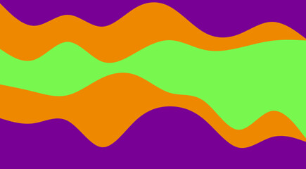 Abstract wavy pattern with purple, orange, and green colors on a dark background