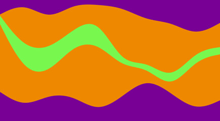 Fototapeta premium Abstract wavy design with green, orange, and purple color scheme on a purple background