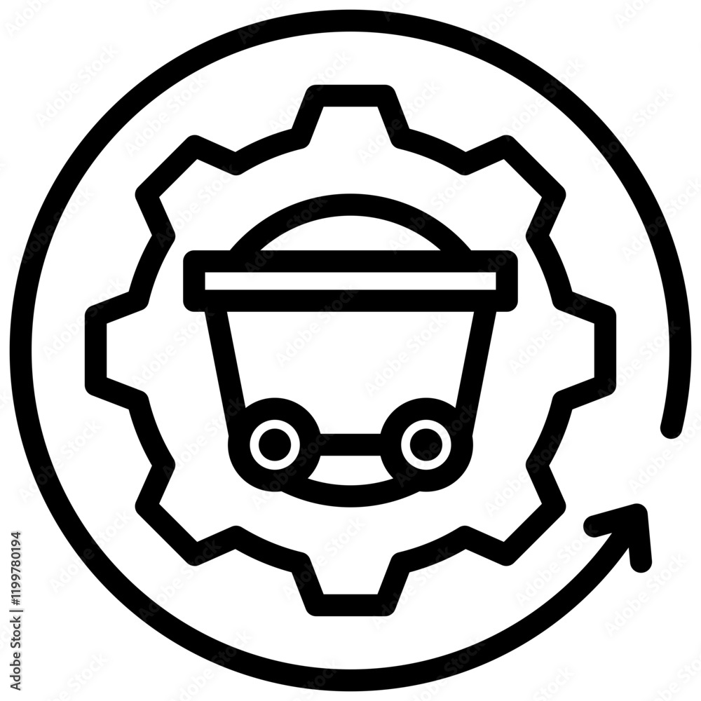 Poster quarrying process outline icon