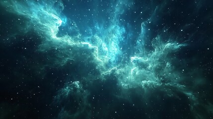 Celestial Nebula: A Cosmic Dance of Turquoise and Dark Matter