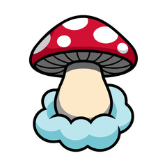 mushroom colorful comic illustration