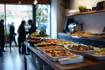 Elegant Buffet Spread in Modern Restaurant Setting