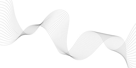 Fototapeta premium Abstract vector modern background with grey wavy lines and particles. 