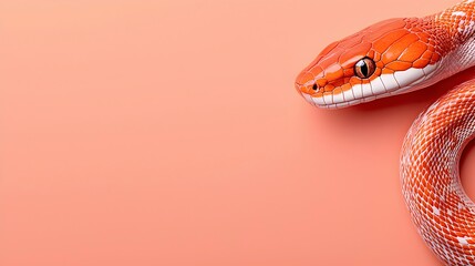 Fototapeta premium Vibrant Orange Snake on Soft Peach Background