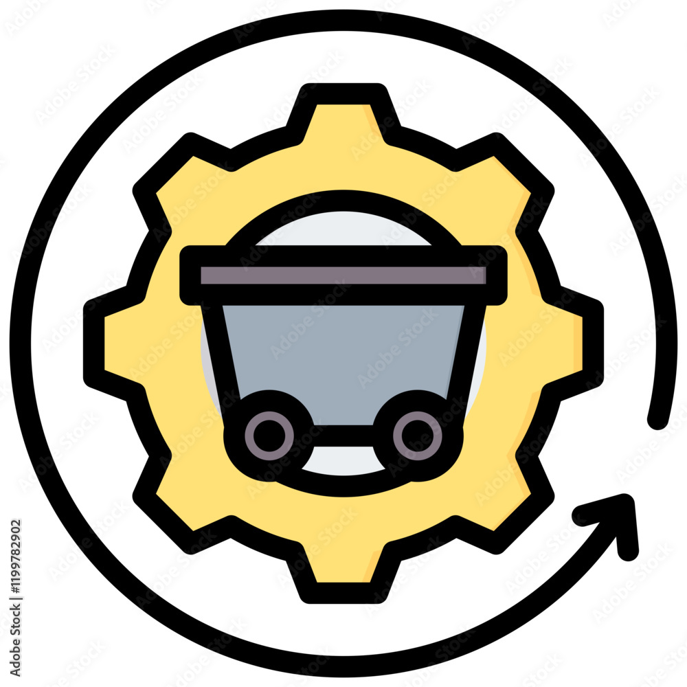 Poster quarrying process outline color icon