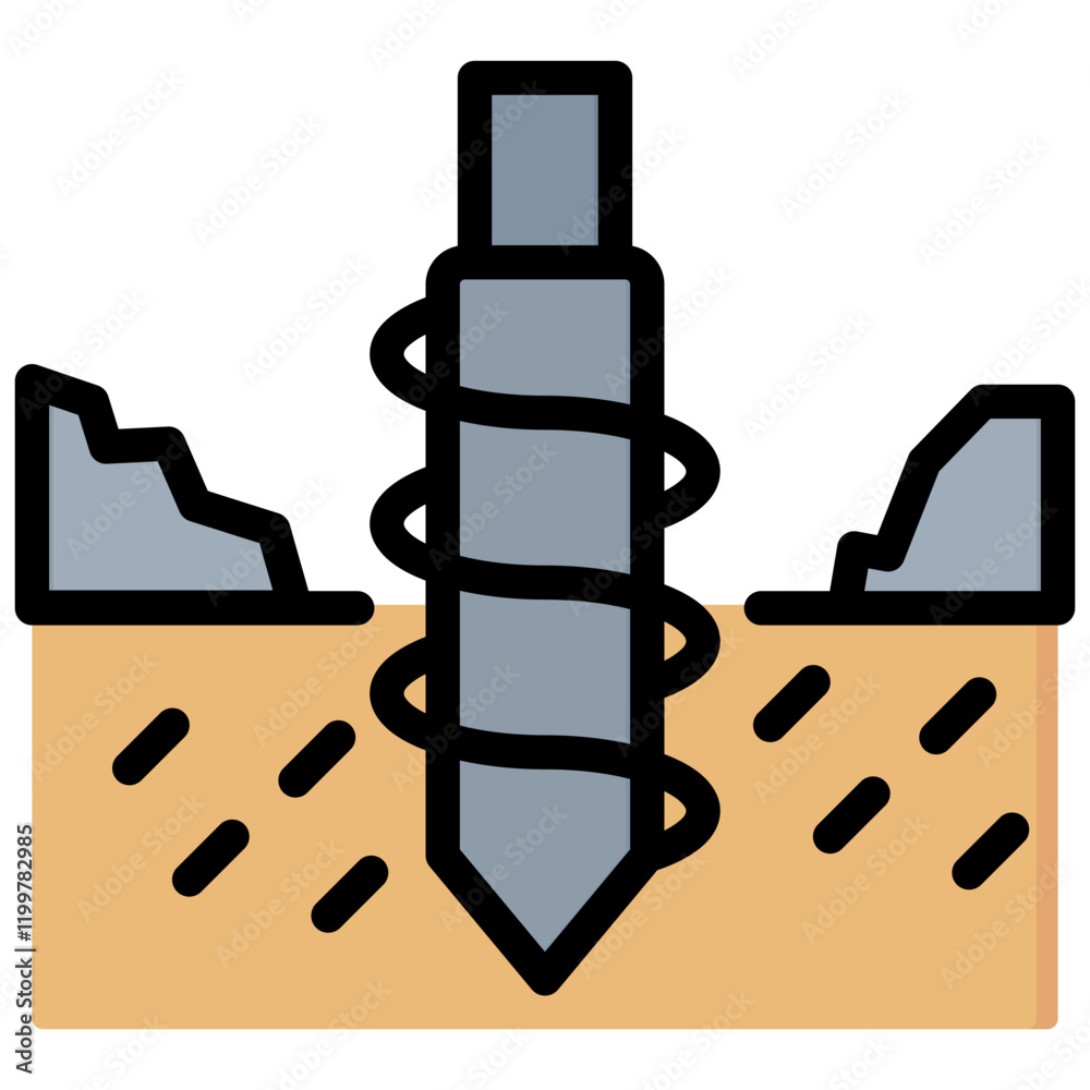 Poster geotechnical survey outline color icon